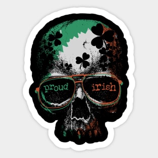 proud to be Irish flag skull Sticker